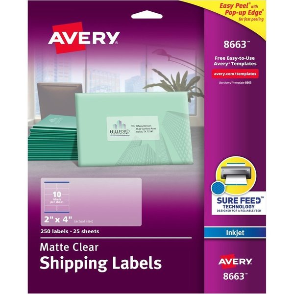 Avery Label, Ezpeel, Inkjt, 2X4, Clr 250PK AVE8663